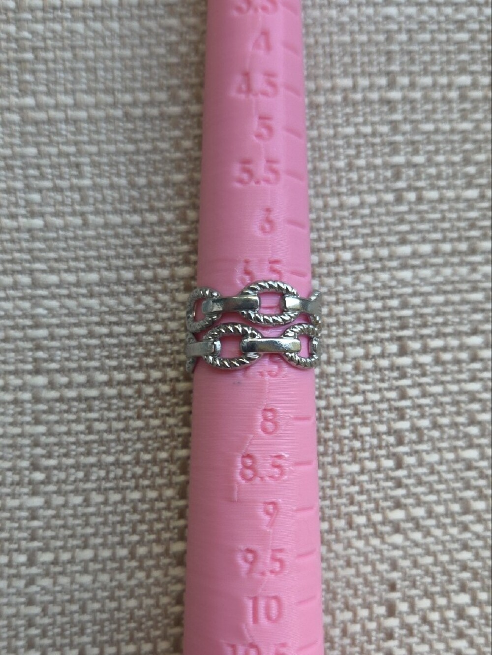 Plunder Adjustable Silver Chain Link Pattern Ring - Picture 9 of 9